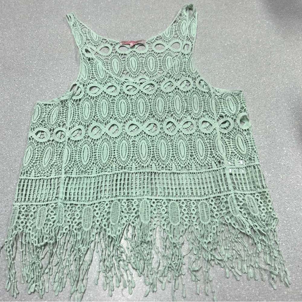 Nylon apparel size small see thru mint green top